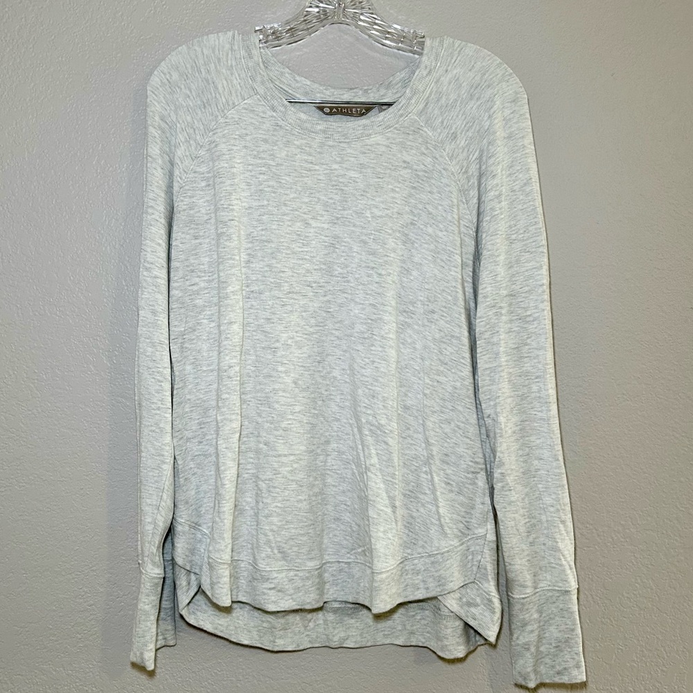 Athleta Light Gray Women's Sweatshirt crossover lounge workout layering minimal